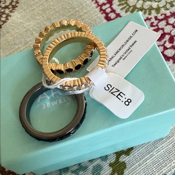 Park Lane Ember Ring Black and Gold Bracelet Trio Size 8 - Picture 5 of 5